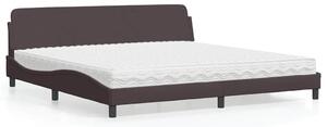 Postel s matrací Dover tmavě hnědá 200 x 200 cm textil 3208467