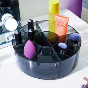 Matně černý koupelnový organizér na kosmetiku z recyklovaného plastu Cosmetic Carousel – iDesign