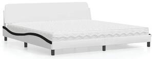 Postel s matrací Dover bílá a černá 200 x 200 cm umělá kůže 3208483