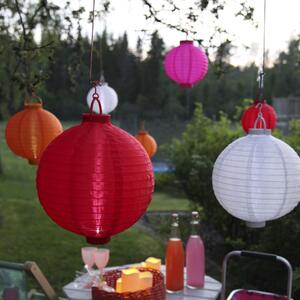 Růžový venkovní solární LED lampion Star Trading, ø 20 cm