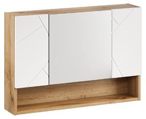 Badplaats Zrcadlová Skříňka Manello 80 x 17 x 60 cm - Dub s Matnou Bílou - Skříňka se 3 Zrcadlovými Dvířky