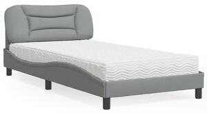 Postel s matrací Hvar světle šedá 100 x 200 cm textil 3208513
