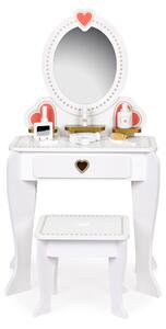 ECOTOYS W08H102B Velký dřevěný toaletní stolek pro děti se zrcadlem a stoličkou