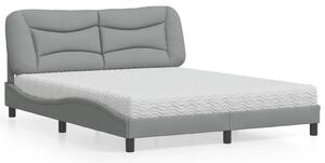 Postel s matrací Hvar světle šedá 160 x 200 cm textil 3208541