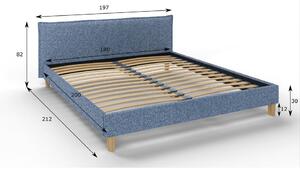 Modrá čalouněná dvoulůžková postel s roštem 180x200 cm Tina – Ropez