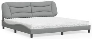 Postel s matrací Hvar světle šedá 200 x 200 cm textil 3208555