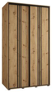Šatní skříň s posuvnými dveřmi DAVOS 6, 140cm | DUB Artisan / černé pojezdy