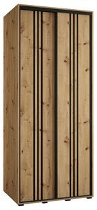 Šatní skříň s posuvnými dveřmi DAVOS 6, 100cm | DUB Artisan / černé pojezdy