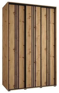 Šatní skříň s posuvnými dveřmi DAVOS 6, 160cm | DUB Artisan / černé pojezdy
