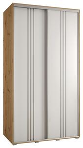 Šatní skříň s posuvnými dveřmi DAVOS 6, 140cm | DUB Artisan / bílá / stříbrné