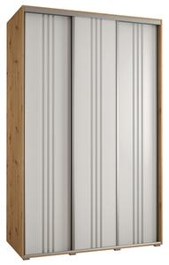 Šatní skříň s posuvnými dveřmi DAVOS 6, 160cm | DUB Artisan / bílá / stříbrné