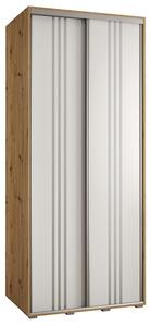 Šatní skříň s posuvnými dveřmi DAVOS 6, 100cm | DUB Artisan / bílá / stříbrné