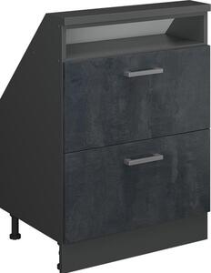 Kuchyňská skříňka pod šikmou střechu Vicco R-Line Černý beton 60 cm se 2 zásuvkami, Model 58216