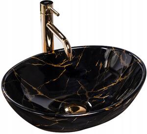 REA UMYVADLO SOFIA MARBLE BLACK SHINY - NA DESKU