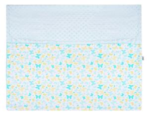 NEW BABY Dětská deka MINKY modrý motýl do kočárku Bavlna/Polyester, 80x102 cm