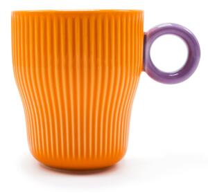 Porcelánový hrnek Easy Life Twist Orange & Purple, oranžovo-fialový, vlnková textura, 300 ml