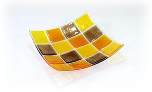 BDK-GLASS Skleněná mísa KARO 20x20cm - ambrová