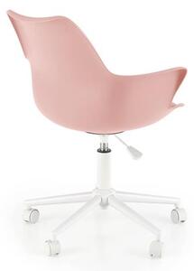 Kancelářská otočná židle GASLY — plast, ekokůže, ocel, bílá / růžová