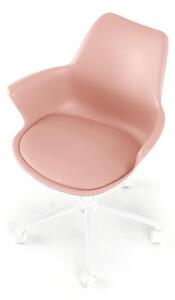 Kancelářská otočná židle GASLY — plast, ekokůže, ocel, bílá / růžová