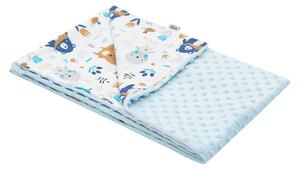 NEW BABY Dětská deka do kočárku z Minky Medvídci modrá Bavlna/Polyester 80x102 cm