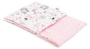 NEW BABY Dětská deka do kočárku z Minky Medvídci růžová Bavlna/Polyester 80x102 cm