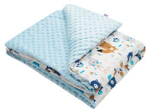 NEW BABY MINKY deka do kočárku s výplní Medvídci modrá Bavlna/Polyester 80x102 cm