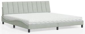 Postel s matrací Hanko světle šedá 200 x 200 cm samet 3208616