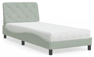 Postel s matrací světle šedá 80 x 200 cm samet 3208622