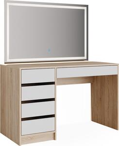 Toaletní stolek Vicco Sherry Bílá/Sonoma 120 cm se zrcadlem LED, Model 36920