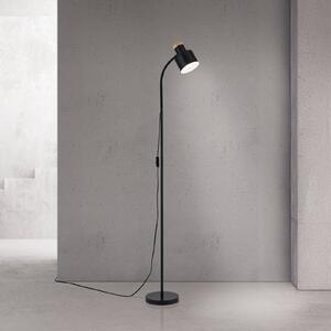 ORION Stojací lampa Gili, černá matná, ocel, výška 150 cm, E27, Černá, Obývací pokoj / jídelna, kov, Moderní, Lampička na čtení