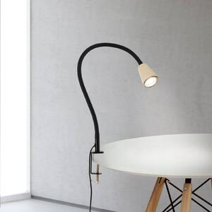 ORION Stolní lampa Dotty, khaki, výška 65 cm, svěrka, GU10, Krémová / jantar, Obývací pokoj / jídelna, kov, Moderní