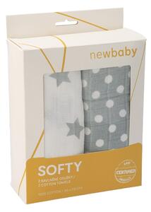 Látková tetra osuška New Baby Softy 90 x 110 cm 2 ks šedo-bílá
