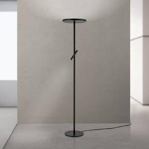 ORION LED stojací lampa Teide, černá, kov, na čtení, stmívač, stmívatelný, Černá, Obývací pokoj / jídelna, Hliník, Moderní