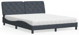 Postel s matrací tmavě šedá 160 x 200 cm samet 3208665