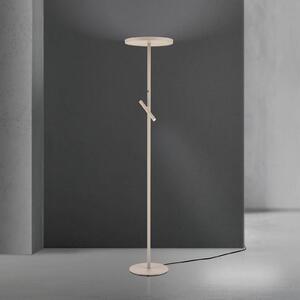 ORION LED stojací lampa Teide, khaki, kov, na čtení, stmívač, stmívatelný, Krémová / jantar, Obývací pokoj / jídelna, Hliník, Moderní