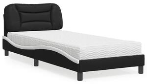 Postel s matrací Hvar černá a bílá 80 x 200 cm umělá kůže 3208687