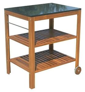Kingstone Servírovací stolek Akát, 77 × 58 × 88 cm, dřevo z akácie, žula