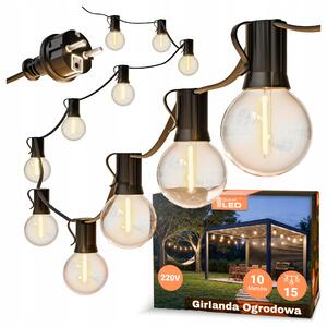 Smart LED Zahradní světelná girlanda 10m 15xLED žárovka E12 220V