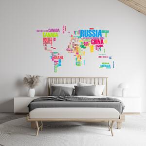 Samolepka na zeď "Mapa světa 2 - barevná" 74x122cm