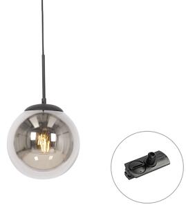 Závěsné svítidlo Art Deco černé s kouřovým sklem vč. adaptéru na kolejnici 1-fázové - Iconic Flore