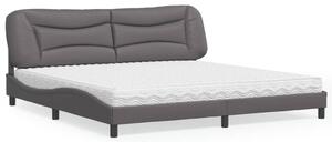 Postel s matrací Hvar šedá 200 x 200 cm umělá kůže 3208748