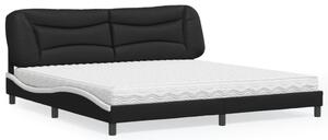 Postel s matrací Hvar černá a bílá 200 x 200 cm umělá kůže 3208750