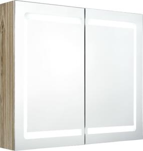LED koupelnová skříňka se zrcadlem dub 80 x 12 x 68 cm