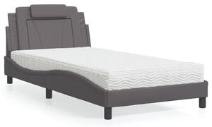 Postel Viana s matrací šedá 100 x 200 cm umělá kůže 3208778