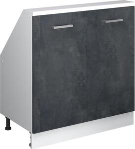 Kuchyňská skříňka pod šikmou střechu Vicco R-Line Černý beton 80 cm se 2 dvířky, Model 58086