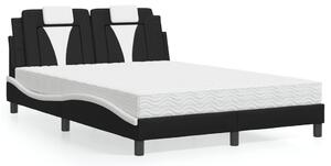 Postel Viana s matrací černá a bílá 140 x 200 cm umělá kůže 3208801