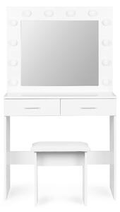 ModernHome CHDT03 Toaletní stolek se zrcadlem, 80 x 40 x 140 cm, 12 LED, bílý