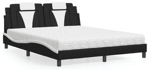Postel Viana s matrací černá a bílá 160 x 200 cm umělá kůže 3208808