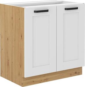 Kondela Dolní kuchyňská skříňka Lula 80 D 2F BB - bílá / dub artisan