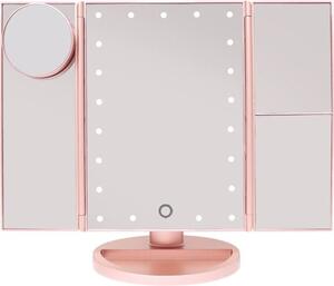 Zrcátko na líčení UNIQ Hollywood Skládací zrcátko s LED světlem, RoseGold